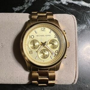 Michael Kors Mid-Size Runway MK5055 Wrist Watch for Women, gold